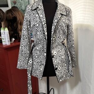 Geometric Black and White Women's Jacket